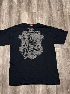 Y2K Element Mens T-Shirt Large Black Logo Organic Product Short Sleeve
